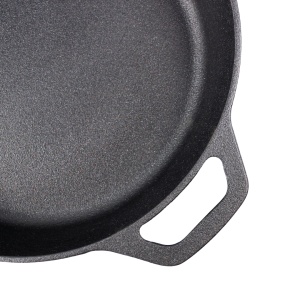 Tigaie din fonta cu capac din sticla, Crucible Cookware, 26 cm, pre-asezonata, racleta si zale de curatare si 2 suporturi din silicon termorezistent incluse - Img 5
