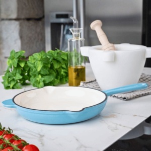 Tigaie din fonta emailata, Lätt Home, 22 cm, compatibil inductie, albastru Azur - Img 2