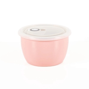 Caserola cu capac ermetic pentru depozitare alimente, Lätt Home, ceramica, roz, rotund, 650 ml - Img 1