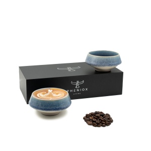 Cesti barista pentru cappuccino, Barista Dark Blue, ceramica stoneware, set 2 x 150 ml