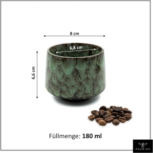 Cesti barista pentru cappuccino, Tibet Green, ceramica stoneware, set 4 x 180 ml - Img 2