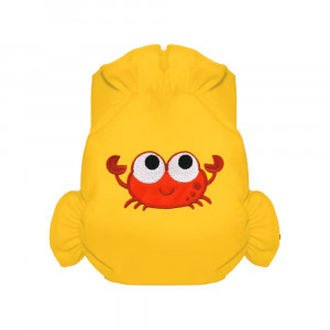 Costum chilotel de baie ELIOTT ET LOUP, cu scutec absorbant, pentru bebelusi, 0-3 ani+, imprimeu cu animalute, crab, galben