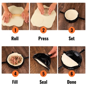 Kit 2 forme Empanadas/Coltunasi cu boluri pentru sos, accesorii si idei retete incluse - Tortillada - Img 4