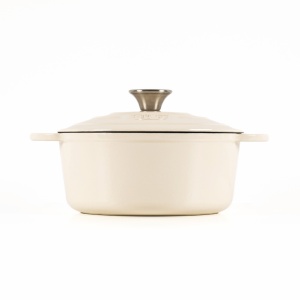 Oala fonta emailata cu capac, 3.35L, 22cm, Cocotte tip ceaun cuptor olandez, alb Antique - Lätt Home - Img 6