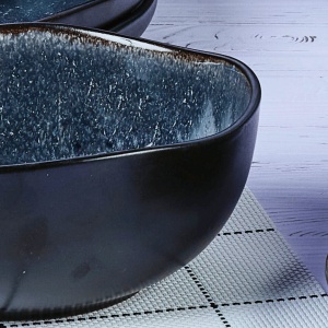 Serviciu de masa 6 persoane, set Esential 18 piese, colectia Iris, Boluri/Farfurii intinse, ceramica glazurata, albastru Night - Img 6