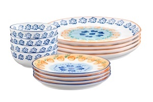 Serviciu de masa pentru 4 persoane, Set Esential 12 piese Napoli Citrus, portelan pictat manual - Img 3