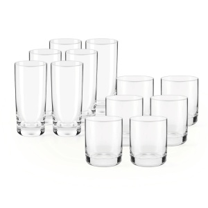 Set 12 Pahare apa/long drinks, sticla transparenta, 6 x Pahare inalte 450ml, 6 x Pahare 370ml - Img 4