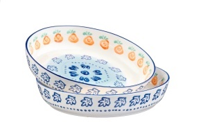 Set 2 Boluri fructiera, NAPOLI Citrus, portelan pictat manual, rotund Ø25.5cm - Img 3