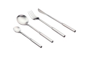 Set 24 Tacamuri inox ABEL, 6 persoane, 6 x Cutite, 6 x Linguri, 6 x Furculite, 6 x Lingurite, Otel inoxidabil, design modern, Argintiu mat - Img 1