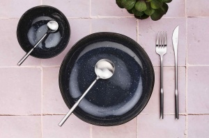Set 24 Tacamuri inox ABEL, 6 persoane, 6 x Cutite, 6 x Linguri, 6 x Furculite, 6 x Lingurite, Otel inoxidabil, design modern, Argintiu mat - Img 2