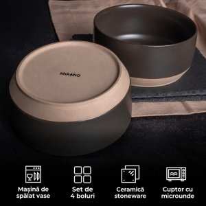 Set 4 Boluri ceramice, colectia Sierra Basalt, 850 ml, antracit - Img 5
