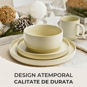 Set 4 Boluri Supa, colectia Sierra, ceramica, culoare nisip, 850 ml - Img 3