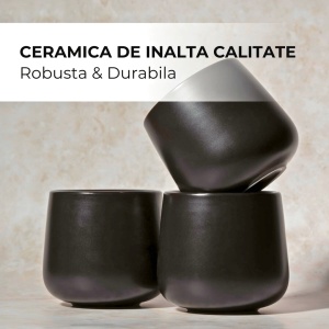 Set 4 Cani cafea 250 ml, Nami negru, ceramica, fara toarta - Img 7