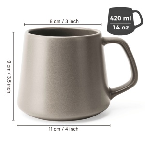 Set 4 Cani de cafea, colectia Luxe, ceramica, gri, 420 ml - Img 2