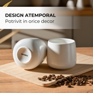 Set 4 Cani pentru cafea, colectia Nami, ceramica, Alb, 250 ml - Img 3