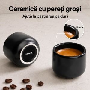 Set 4 Cesti cafea Espresso 80 ml, Nami negru, ceramica, fara toarta - Img 5