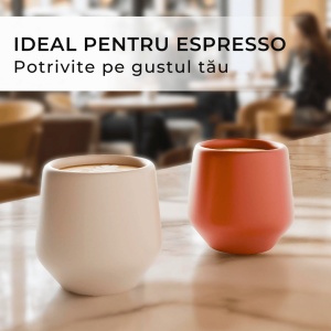 Set 4 Cesti cafea Espresso, colectia Luxe, ceramica, bej pastelat, 90 ml - Img 7