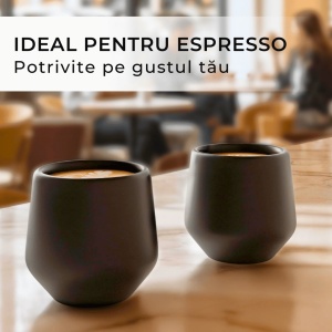 Set 4 Cesti cafea Espresso, colectia Luxe, ceramica, negru, 90 ml - Img 7