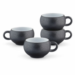 Set 4 Cesti Espresso, Gourmet Onyx, ceramica, design negru mat, 120 ml