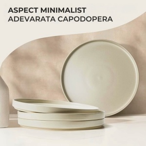 Set 4 Farfurii intinse, colectia Sierra, ceramica, nisip - Img 5
