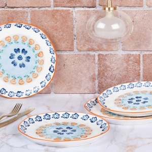 Set 4 Farfurii intinse mari Ø27cm, colectia Napoli Citrus, portelan, multicolor - Img 2