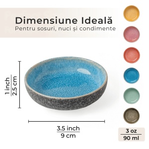 Set 6 Boluri aperitiv, colectia Las Palmitas, ceramica, multicolor, 90 ml - Img 2