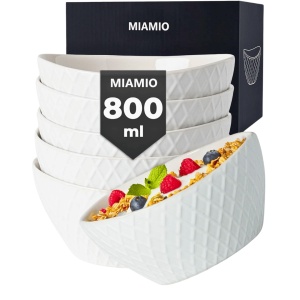 Set 6 Boluri ceramice, Palmanova, Alb, 16x8 cm, 800 ml