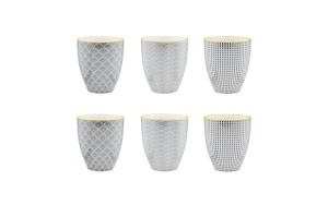 Set 6 Cani de cafea, PATTERN Eclipse, portelan, 300 ml, gri antracit - Img 1