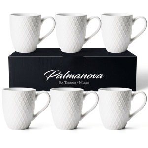Set 6 Cani de ceai, colectia Palmanova White, ceramica, 400ml