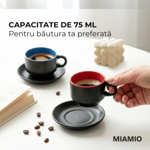 Set 6 Cesti de Espresso cu farfurie, colectia Le Papillon, ceramica, Multicolor, 75 ml - Img 6