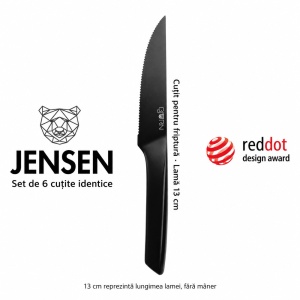 Set 6 Cutite de friptura Jensen, lame zimtate inox 13 cm, negru satinat - Img 2