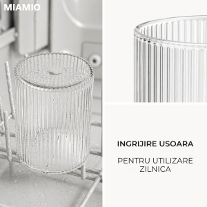 Set 6 Pahare Senita pentru apa si long drink, sticla cu caneluri, H 9 cm, 280 ml - Img 5
