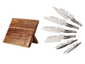 Suport pentru cutite VANTAA + Set 6 Cutite de bucatarie LARUS, lama inox satinat cu maner gri metalizat - Img 3