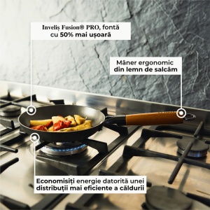 Tigaie fonta usoara 28 cm tip fagure antiaderent, Lätt Home, maner acacia detasabil - Img 2