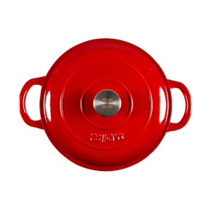 Ceaun din fonta emailata 4.8L, Lätt Home, tip cuptor olandez, cu capac 26 cm, antiaderent, rosu - Img 3