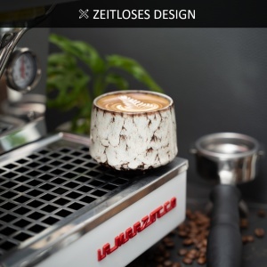 Cesti barista pentru cappuccino, Tibet White, ceramica stoneware, set 4 x 180 ml - Img 3