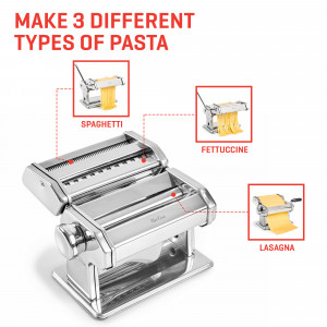 Masina de facut paste, Uno Casa, cu rola pentru lasagna, taietor de spaghete si matrita pentru ravioli