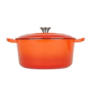 Oala fonta emailata cu capac, Cocotte tip ceaun cuptor olandez, Orange - Lätt Home - Img 6