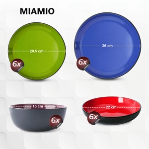 Serviciu de masa 6 persoane, set 24 piese, colectia Le Papillon, Boluri, Farfurii intinse/adanci, ceramica, multicolor - Img 2