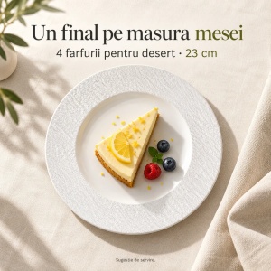 Serviciu de masa pentru 4 persoane, Set 12 piese Oasis White, Farfurii intinse/adanci, ceramica alba - Img 6