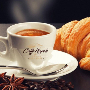 Set 2 Cesti cafea Espresso cu farfurie, Caffé Napoli, 4 piese, portelan, alb, 75 ml