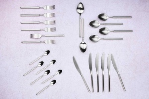 Set 24 Tacamuri inox VIGGO, 6 persoane, 6 x Cutite, 6 x Linguri, 6 x Furculite, 6 x Lingurite, Otel inoxidabil, design modern traditional, Argintiu mat - Img 3