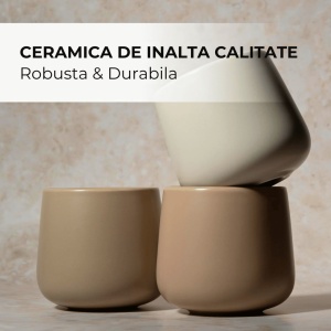 Set 4 Cani cafea 250 ml, Nami Beige Canyon, ceramica, fara toarta, multicolor - Img 7