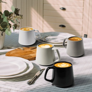 Set 4 Cani de cafea, colectia Luxe, ceramica, gri, 420 ml - Img 3