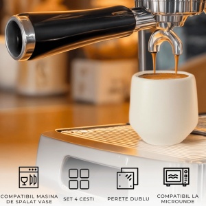Set 4 Cesti cafea Espresso, colectia Luxe, ceramica, alb, 90 ml - Img 6