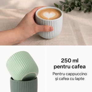 Set 4 Cesti Cafea, Senita Mint multicolor, ceramica, fara toarta, 250 ml - Img 4