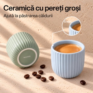 Set 4 Cesti Espresso, Senita Mint multicolor, ceramica, fara toarta, 80 ml - Img 5