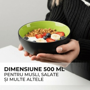 Set 6 Boluri ceramice, Le Papillon, Verde, Ø15cm, 500 ml - Img 6