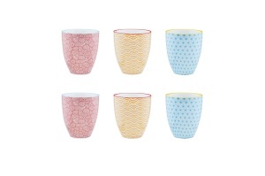 Set 6 Cani de cafea, Pattern Color, portelan, detalii manuale, 300 ml