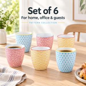 Set 6 Cani de cafea, Pattern Color, portelan, detalii manuale, 300 ml - Img 7